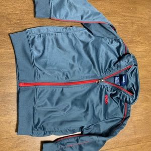 Nike toddler grey, red striped zip up sweatshirt